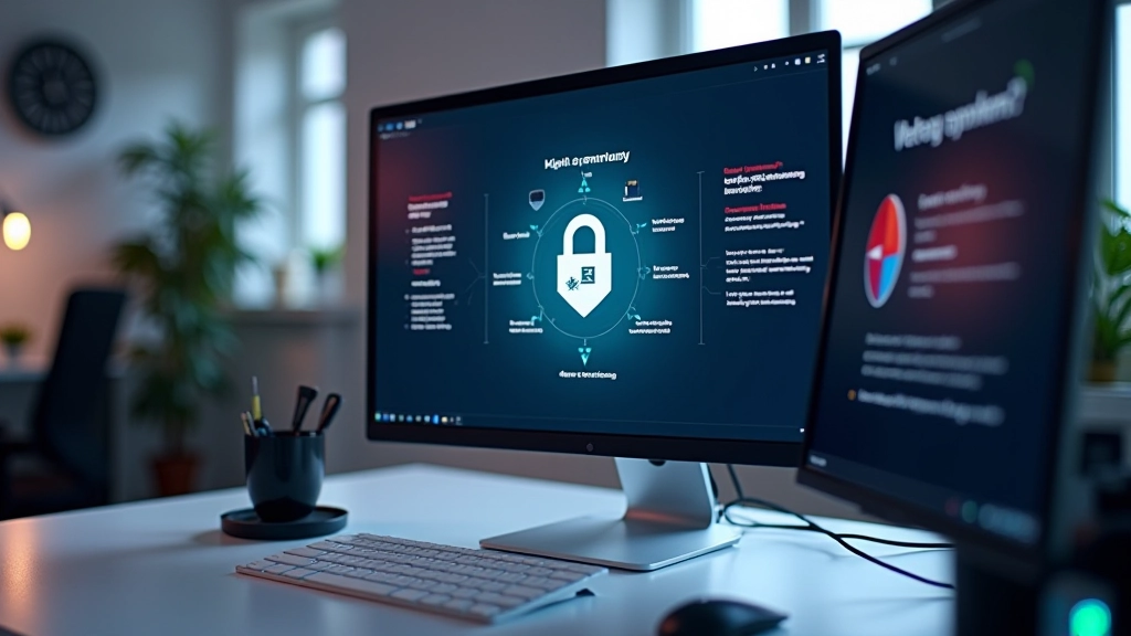 Computer-Bildschirm zeigt Sicherheitswarnungen und Schutzfeatures