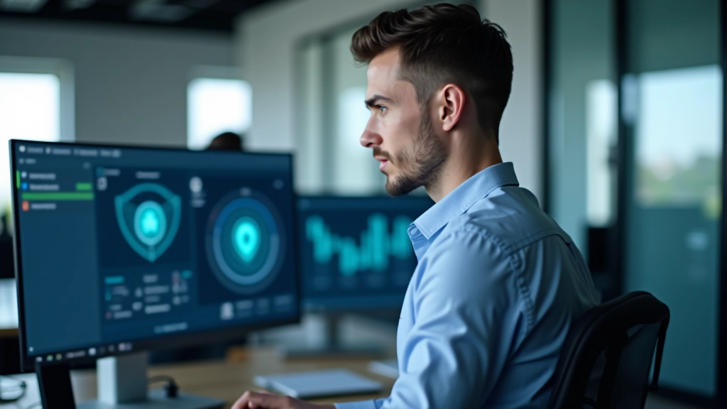 IT-Sicherheitsexperte bei der Arbeit mit modernen Sicherheitssystemen