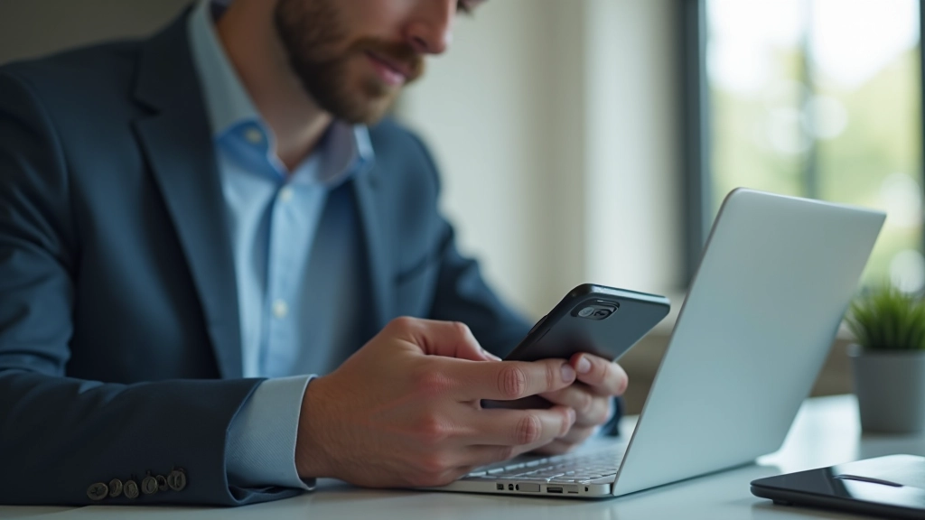 Person aktiviert Zwei-Faktor-Authentifizierung auf Smartphone und Laptop